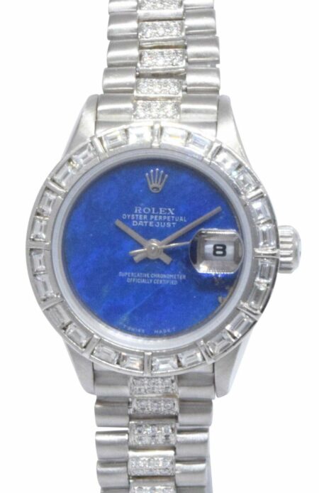 Rolex Datejust President Platinum Diamond Lapis Lazuli Dial 26mm Watch 79166