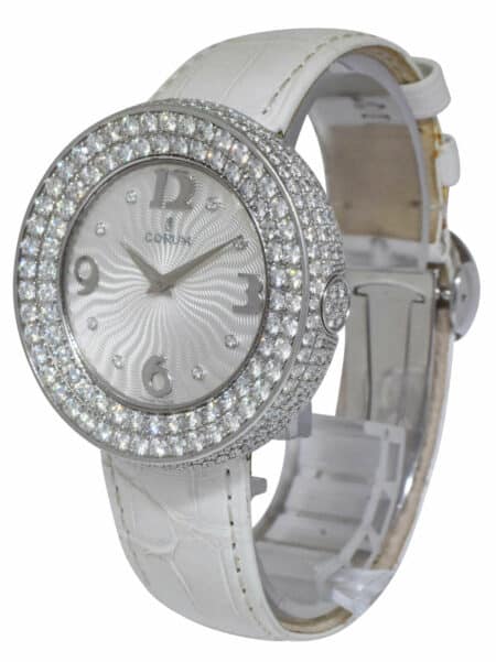 Corum Full Moon Galore 18k White Gold Diamond Ladies 40mm Quartz Watch B/P