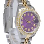 Rolex Datejust 18k Yellow Gold/Steel Purple Diamond Ladies 26mm Watch S 69173