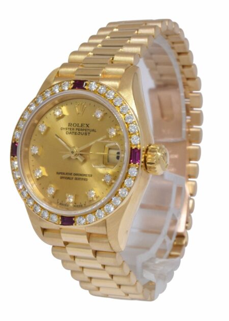 Rolex Datejust President 18k Yellow Gold Diamond & Ruby 26mm Watch E 69068