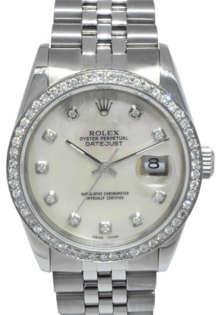 Rolex Datejust Steel MOP Diamond Dial/Bezel Jubilee Bracelet 36mm Watch L 16234