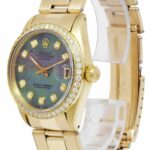 Rolex Datejust Vintage 14k Yellow Gold Black MOP Diamond Rivet 31mm Watch 6824
