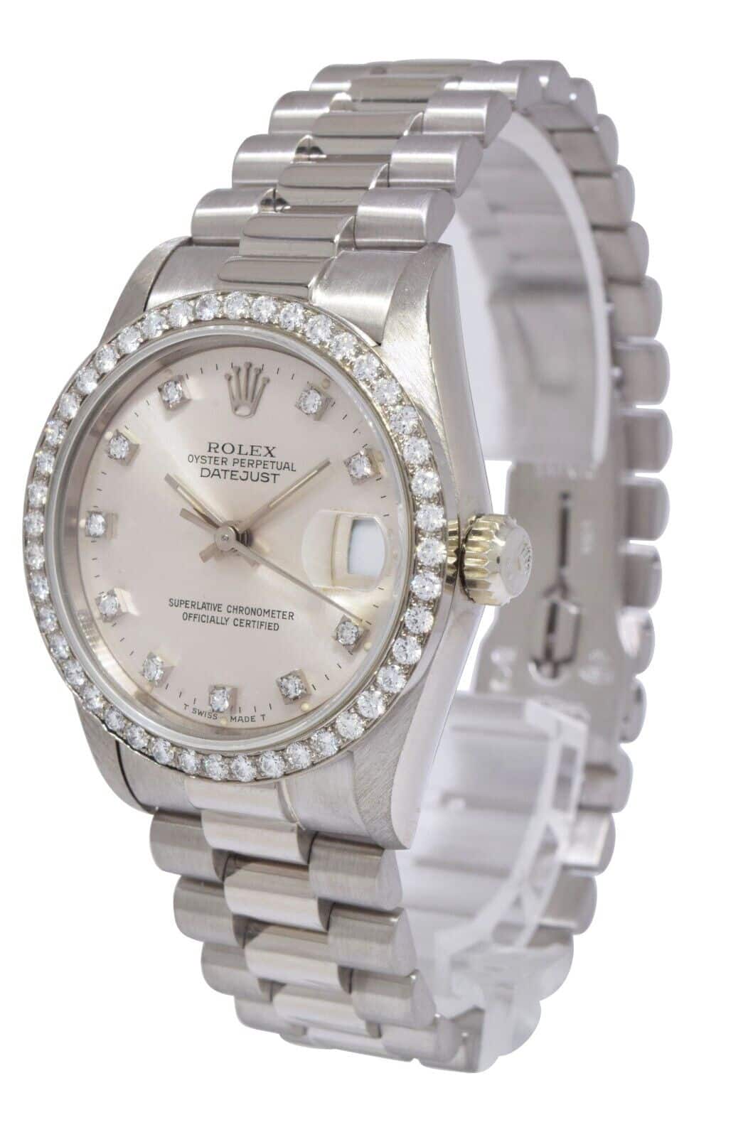 Rolex Datejust President 18k White Gold Diamond Dial/Bezel 31mm Watch R 68289