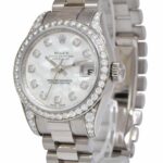 Rolex Datejust President 18k White Gold MOP Diamond Ladies 26mm Watch Z 179159