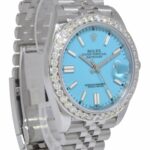Rolex Datejust 41 Steel Turquoise Dial 3.30ct Diamond Bezel Jubilee Watch 126334