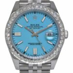 Rolex Datejust 41 Steel Turquoise Dial 3.30ct Diamond Bezel Jubilee Watch 126334