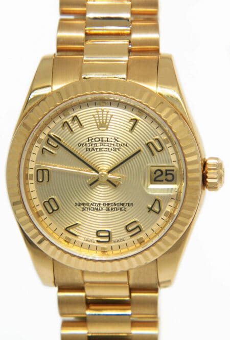 Rolex Datejust President 18k Yellow Gold Sundust Concentric 31mm Watch BP 178278