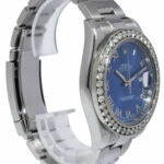 Rolex Datejust II Steel 3.30 CT Diamond Bezel Blue Roman Dial 41mm Watch 116300