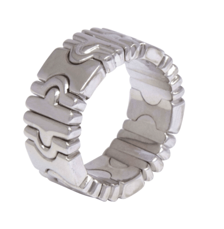 Bvlgari Parentesi 18k White Gold Band Ring Size 4.75 Open Design