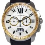 Cartier Calibre Chronograph Steel & 18k Rose Gold 42mm Watch B/P W7100043 3578