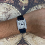 Cartier Tank Francaise Chronoflex Chronograph 18k White Gold Diamond Watch 2367