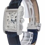 Cartier Tank Francaise Chronoflex Chronograph 18k White Gold Diamond Watch 2367