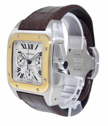 Cartier Santos 100 XL Chronograph Steel & 18K YG Mens 41mm Automatic Watch 2740