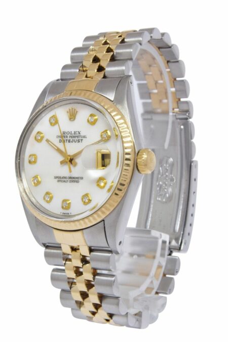 Rolex Datejust 18k Yellow Gold/Steel MOP Diamond Dial 36mm Watch '85 16013