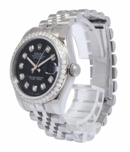 Rolex Datejust Steel Black Diamond Dial/Bezel Ladies 31mm Jubilee Watch 178240
