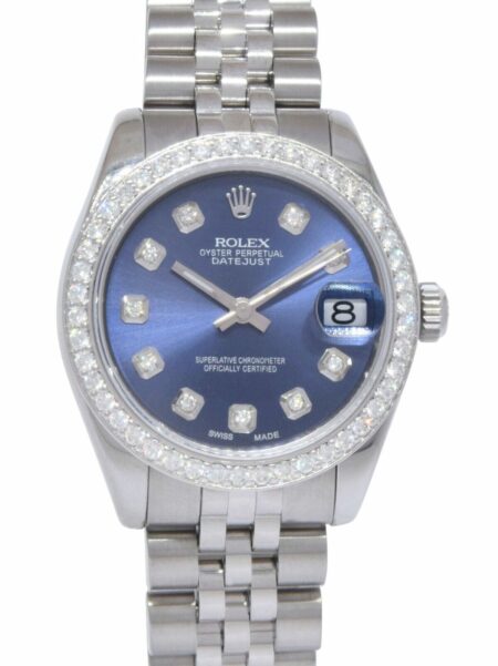 Rolex Datejust Steel Blue Diamond Dial/Bezel Ladies 31mm Jubilee Watch M 178274