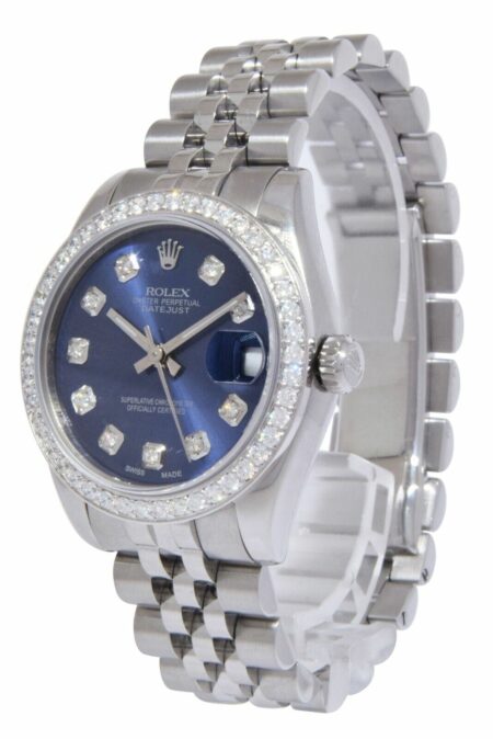 Rolex Datejust Steel Blue Diamond Dial/Bezel Ladies 31mm Jubilee Watch M 178274