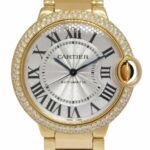 Cartier Ballon Bleu 36mm 18k Yellow Gold Diamond Bezel Automatic Watch 3002