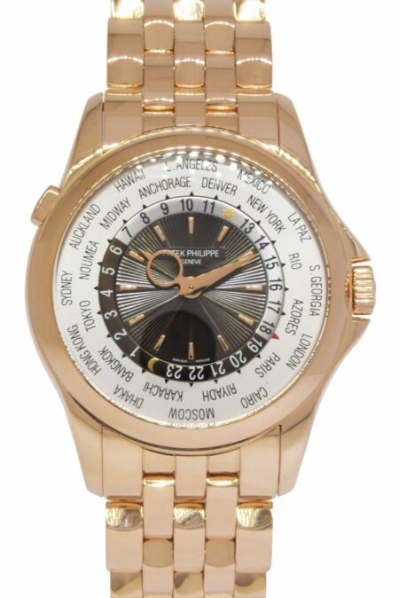 Patek Philippe World Time Complications 18k Rose Gold Mens 39.5mm Watch 5130/1R