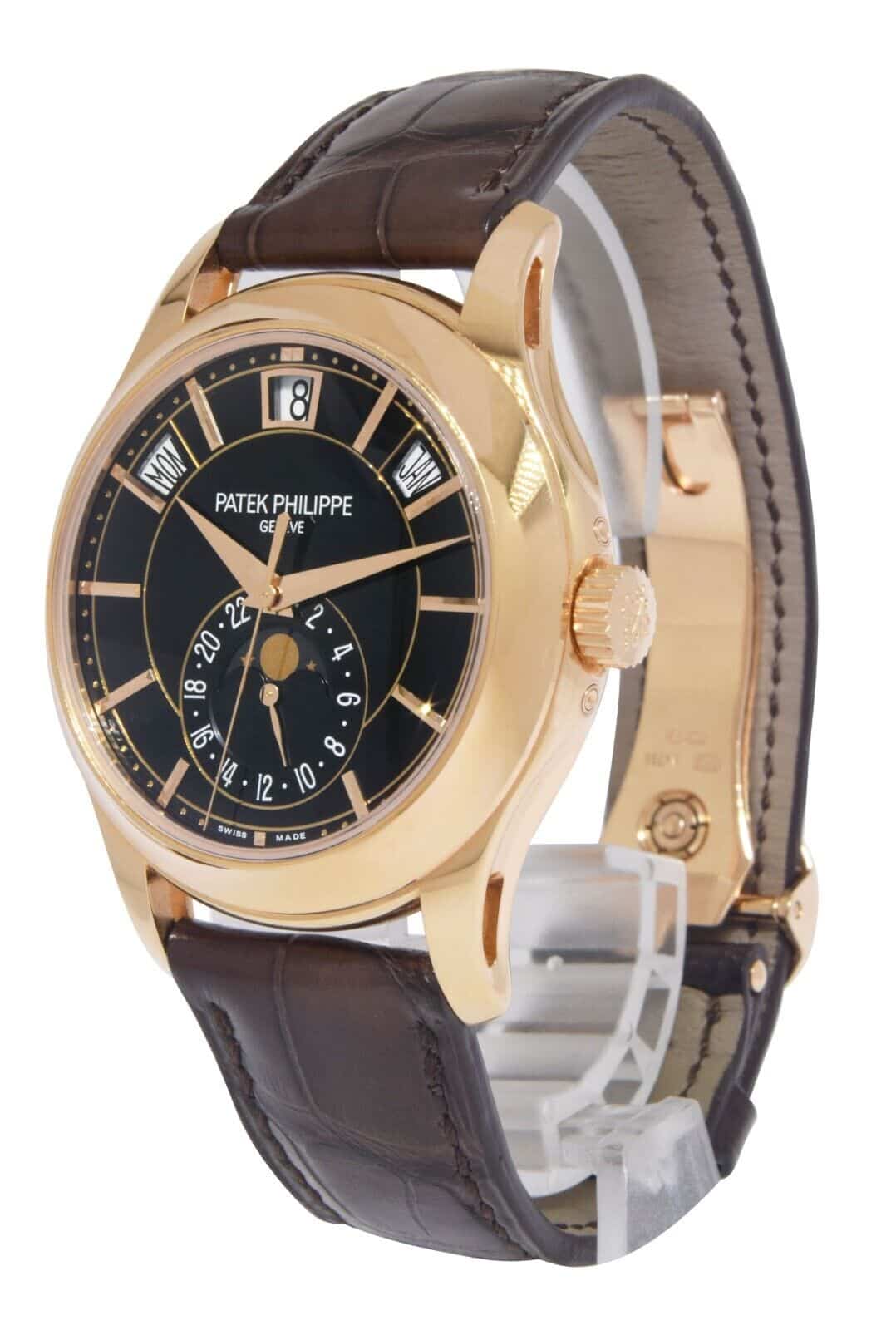 Patek Philippe Annual Calendar 5205 18k Rose Gold Black Dial Watch B/P '20 5205R