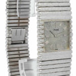 Piaget Emperador 18k White Gold Textured Dial Mens 25mm Quartz Vintage Watch