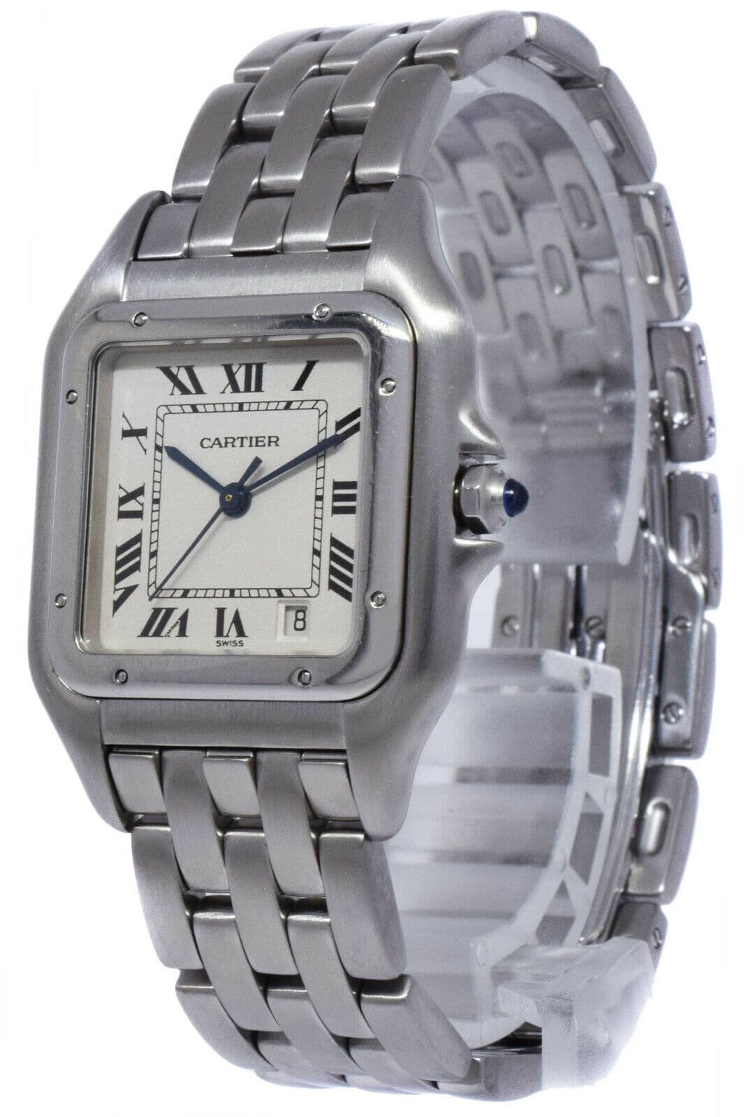 Cartier Panthere Mid Stainless Steel Silver Roman Dial Quartz Watch 1310