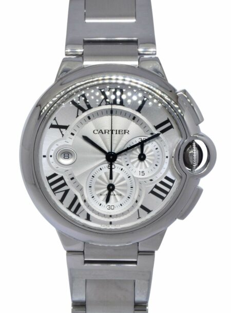 Cartier Ballon Bleu XL 44mm Chronograph Steel Mens Automatic Watch W6920002 3109