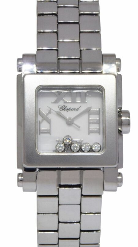 Chopard Happy Sport Square Steel 5 Floating Diamonds Ladies 24mm Watch 27/8516