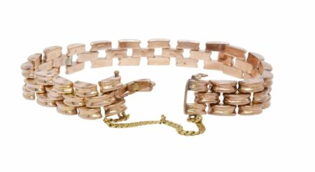 14K Rose Gold Panther Link Style Bracelet 8 inches