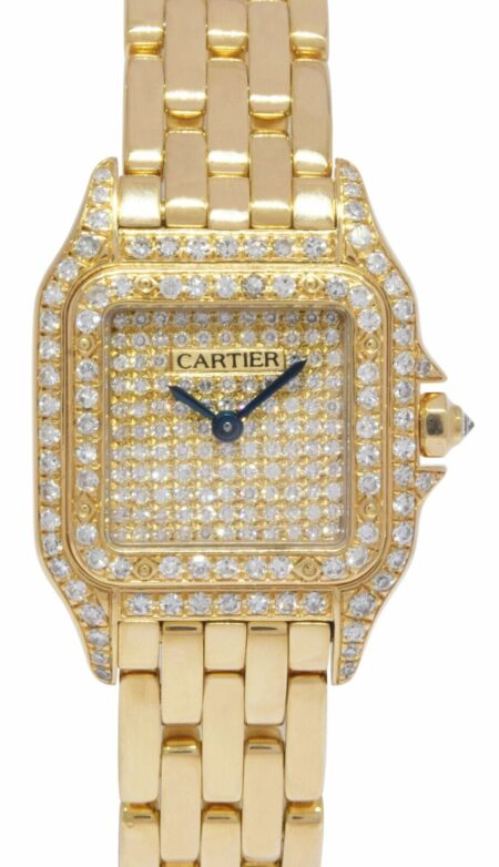 Cartier Panthere Small 18k Yellow Gold Diamond Dial/Bezel Ladies Quartz Watch