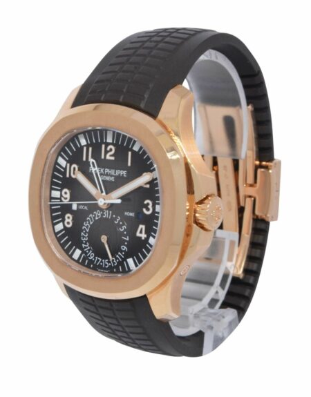 Patek Philippe 5164 Aquanaut Dual Time 18K Rose Gold Rubber Watch B/P 5164R