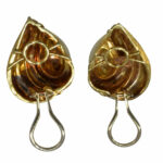 Henry Dunay 18k Yellow Gold Sabi Finish Clip-On Earrings