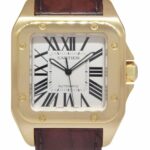 Cartier Santos 100 XL 18k Yellow Gold Mens Automatic Watch W20071Y1 2657