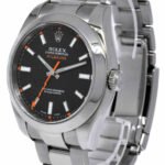 Rolex Milgauss Steel Black Dial Orange Hand Mens 40mm Watch V 116400