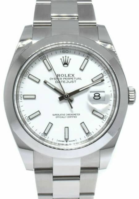 Rolex NOS Datejust 41 Steel White Dial Oyster Bracelet Watch B/P '20 126300