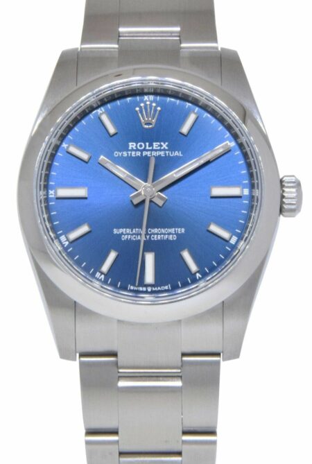 Rolex Oyster Perpetual 34 Steel Blue Dial Automatic Watch 124200
