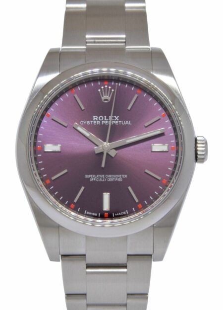 Rolex Oyster Perpetual 39 Steel Purple Grape Dial Mens Watch +Card '17 114300