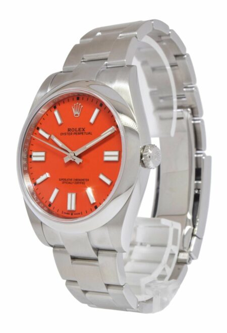 Rolex Oyster Perpetual 41 Steel Coral Red Dial Mens Watch Box/Papers '21 124300