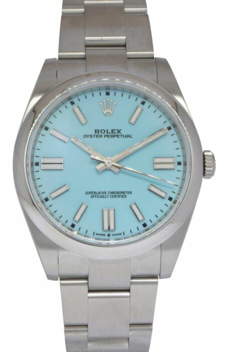 Rolex Oyster Perpetual 41 Steel Turquoise Dial Mens Watch Box/Papers '21 124300