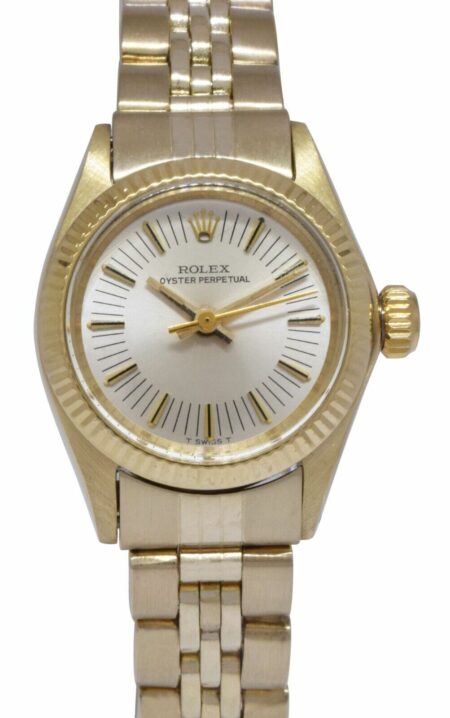 Rolex Oyster Perpetual No Date 14k Yellow Gold Ladies 24mm Watch '72 6719