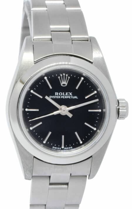 Rolex Oyster Perpetual Steel Black Index Dial Ladies 26mm Watch A 76080