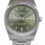 Rolex Oyster Perpetual Steel Olive Green Dial Oyster Bracelet 34mm Watch 114200