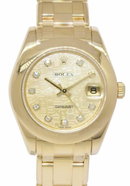 Rolex Pearlmaster 18k Yellow Gold MOP Jubilee Diamond Dial 34mm Watch B/P 81208