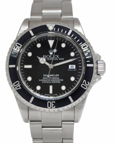 Rolex Sea-Dweller Date Stainless Steel Black Dial/Bezel Mens 40mm Watch S 16600