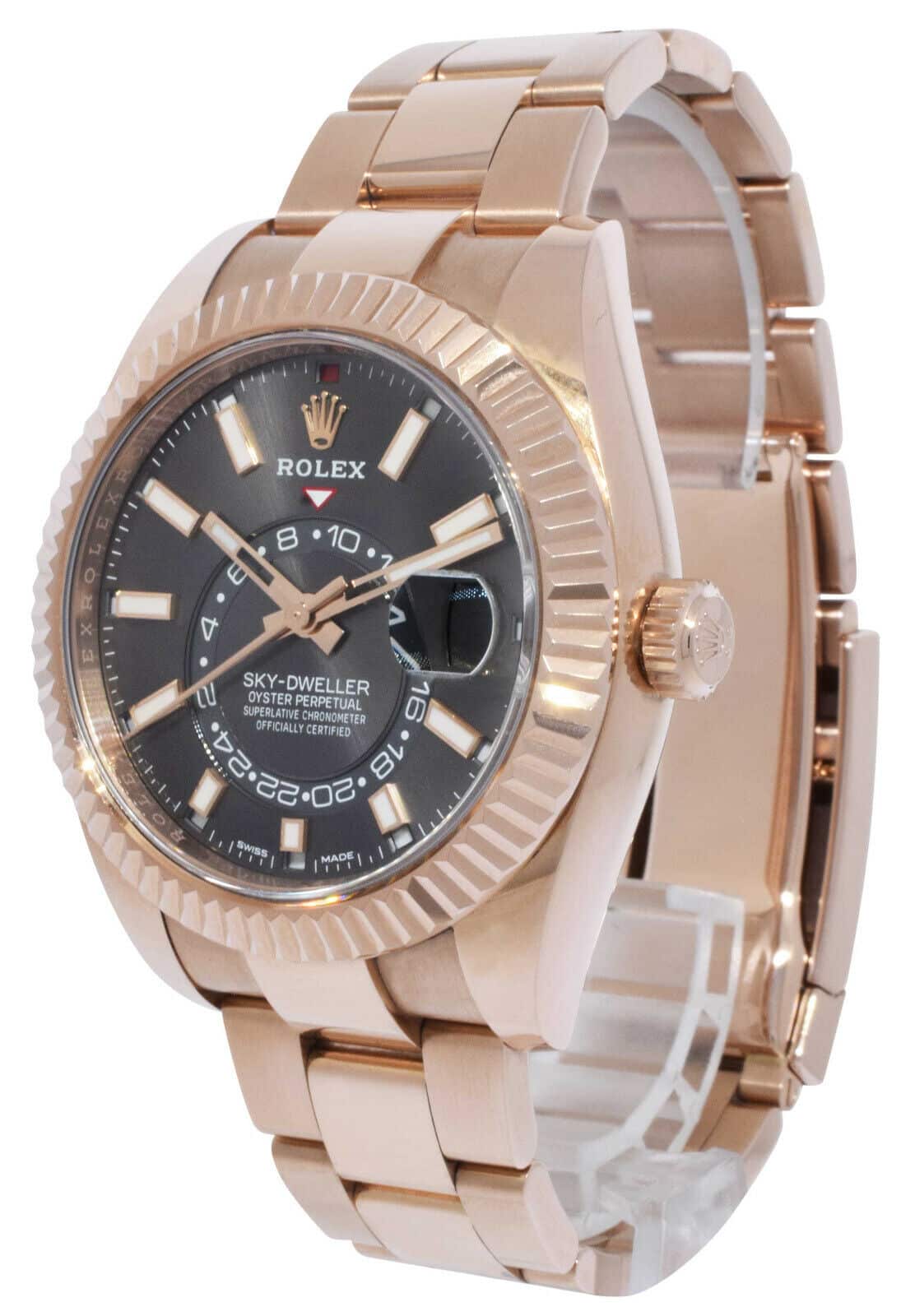 Rolex Sky-Dweller 18k Everose Gold Rhodium Dial 42mm Watch B/P 19' 326935