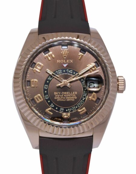 Rolex Sky-Dweller 18k Rose Gold Chocolate Dial GMT Mens 42mm Watch 326135