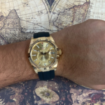 Rolex Sky-Dweller 18k Yellow Gold Champagne Oysterflex 42mm Watch B/P '23 336238