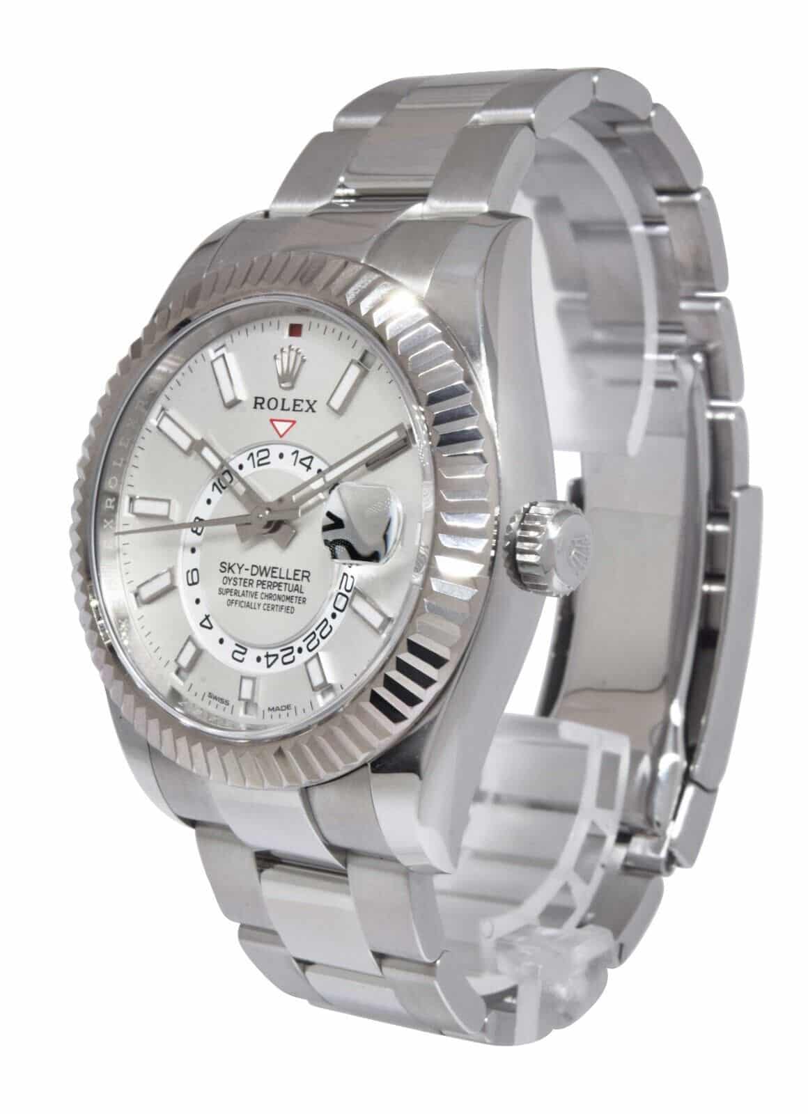 Rolex Sky-Dweller Stainless Steel/18k WG White Dial 42 Watch B/P '20 NEW 326934