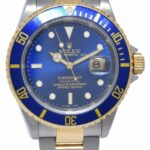 Rolex Submariner 18k Gold & Steel Mens 40mm Blue Dial Automatic Watch A 16613