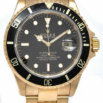 Rolex Submariner 18k Yellow Gold Black Dial/Bezel Mens 40mm Watch/ Box X 16618